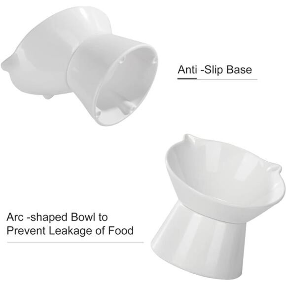 Detachable Elevated Cat Bowls, 15 Tilted Raised Food Bowl Anti-Vomiting - Picture 4 of 7
